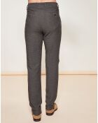 Pantalon coupe droite imprimé fantaisie marron/beige