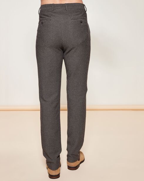 Pantalon coupe droite imprimé fantaisie marron/beige