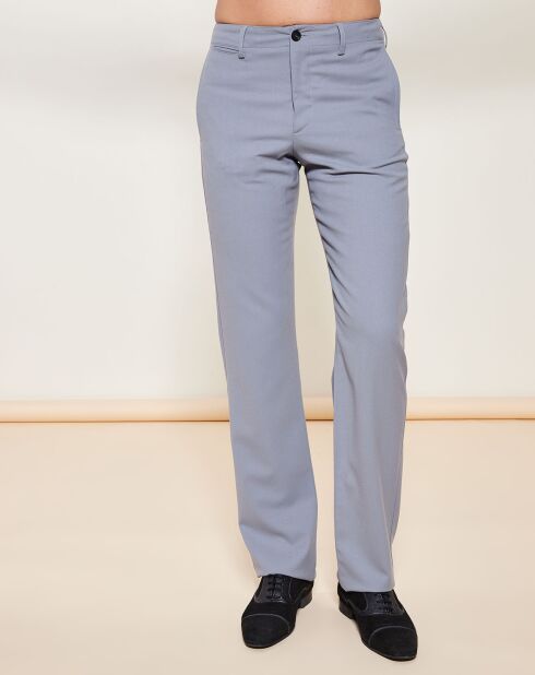 Pantalon coupe droite fluide en Laine mélangée  gris