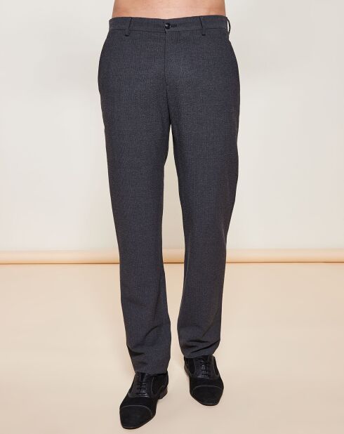 Pantalon coupe droite texturé en Laine mélangée  gris foncé