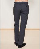 Pantalon coupe droite texturé en Laine mélangée  gris foncé