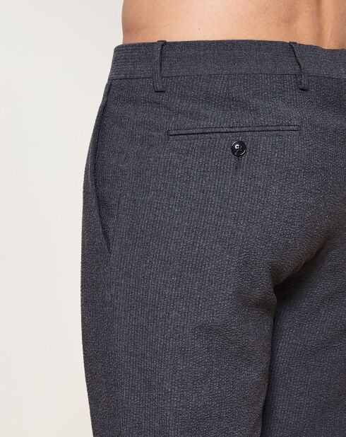 Pantalon coupe droite texturé en Laine mélangée  gris foncé