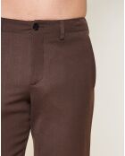 Pantalon coupe droite en Laine Vierge mélangée  texturé marron