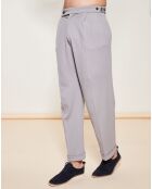 Pantalon style Casual 100% Laine vierge gris clair
