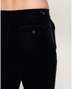 Pantalon coupe droite en Velours uni marine