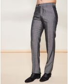 Pantalon coupe droite en Laine mélangée gris foncé