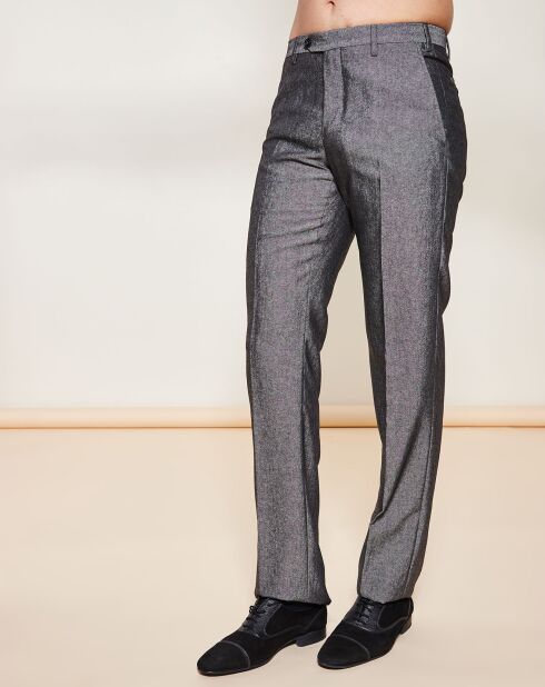 Pantalon coupe droite en Laine mélangée gris foncé