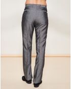 Pantalon coupe droite en Laine mélangée gris foncé