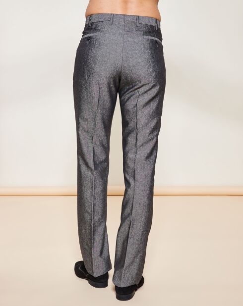 Pantalon coupe droite en Laine mélangée gris foncé