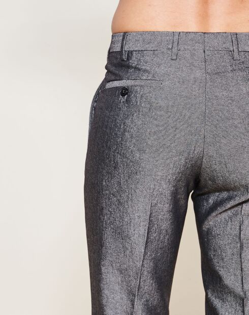 Pantalon coupe droite en Laine mélangée gris foncé