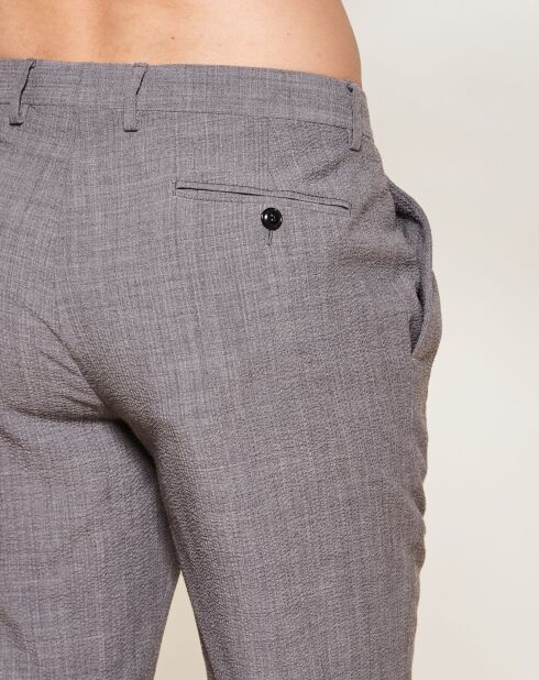 Pantalon texturé en Laine Vierge mélangée gris