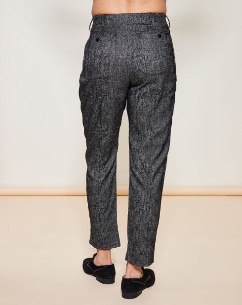 Pantalon façon saroual taille haute noir/blanc