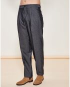 Pantalon coupe droite en Laine mélangée gris foncé