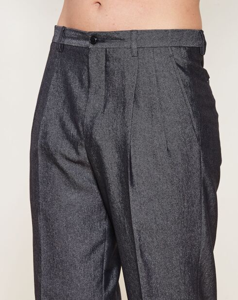 Pantalon coupe droite en Laine mélangée gris foncé