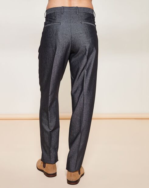 Pantalon coupe droite en Laine mélangée gris foncé