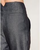 Pantalon façon sarouel taille haute chiné gris foncé