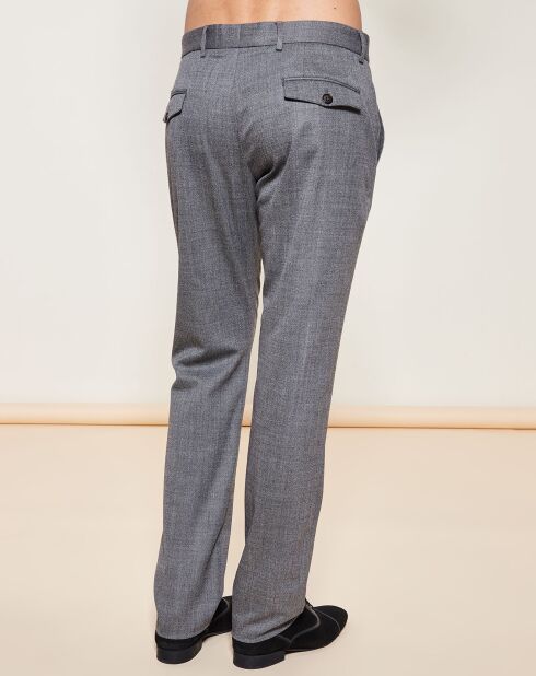 Pantalon coupe droite en Laine Vierge mélangée gris chiné