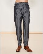 Pantalon en Laine Vierge mélangée chiné gris foncé