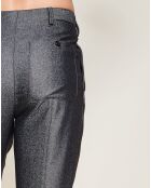 Pantalon en Laine Vierge mélangée chiné gris foncé