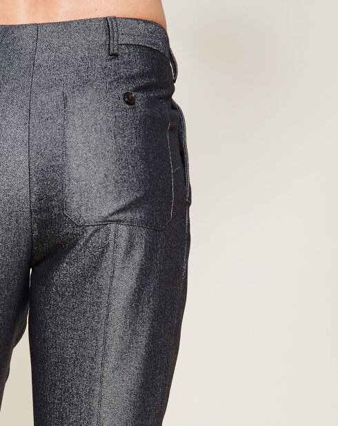 Pantalon en Laine Vierge mélangée chiné gris foncé