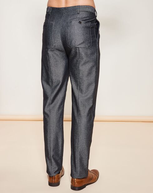 Pantalon en Laine Vierge mélangée chiné gris foncé