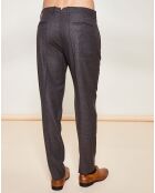 Pantalon 100% Laine Vierge imprimé petit carreaux marron