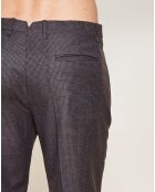 Pantalon 100% Laine Vierge imprimé petit carreaux marron