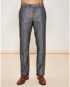 Pantalon coupe droite en Laine mélangée gris foncé