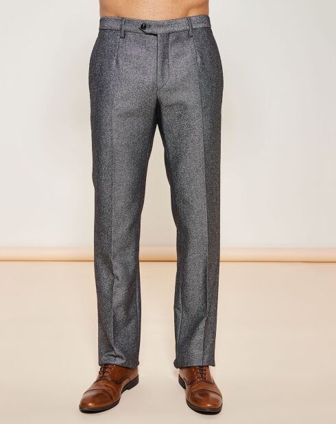 Pantalon coupe droite en Laine mélangée gris foncé