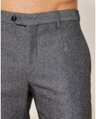 Pantalon coupe droite en Laine mélangée gris foncé