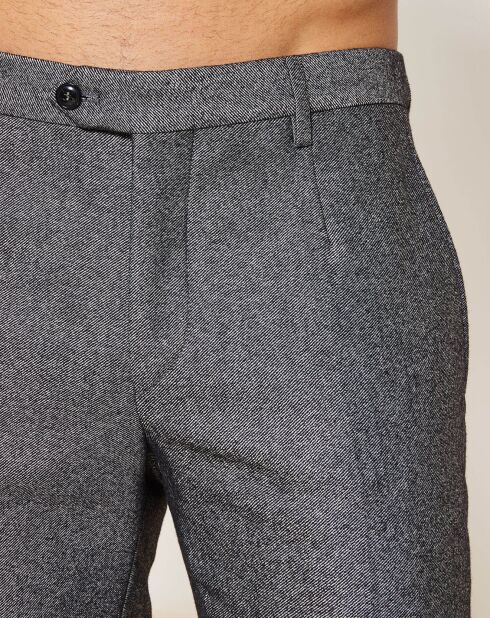 Pantalon coupe droite en Laine mélangée gris foncé