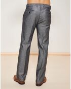 Pantalon coupe droite en Laine mélangée gris foncé