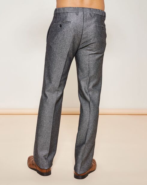 Pantalon coupe droite en Laine mélangée gris foncé