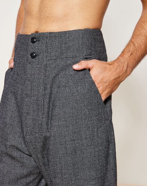 Pantalon façon saroual taille haute chiné gris foncé