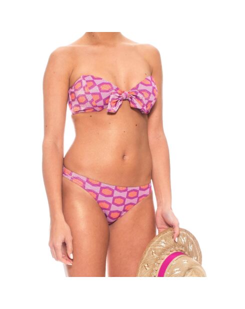 Costume da bagno a fascia in 2 pezzi con stampa viola/rossa Alegria