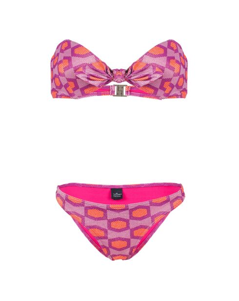 Costume da bagno a fascia in 2 pezzi con stampa viola/rossa Alegria