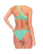 Maillot de Bain 1 Pièce asymétrique Je Te Plumerais imprimé vert