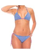 Costume da bagno a triangolo in 2 pezzi con stampa blu Je Te Plum