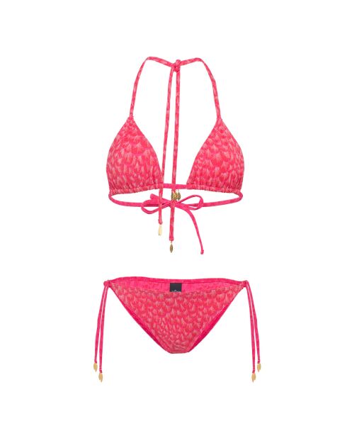 Maillot de Bain 2 Pièces triangle Je Te Plumerais imprimé rose