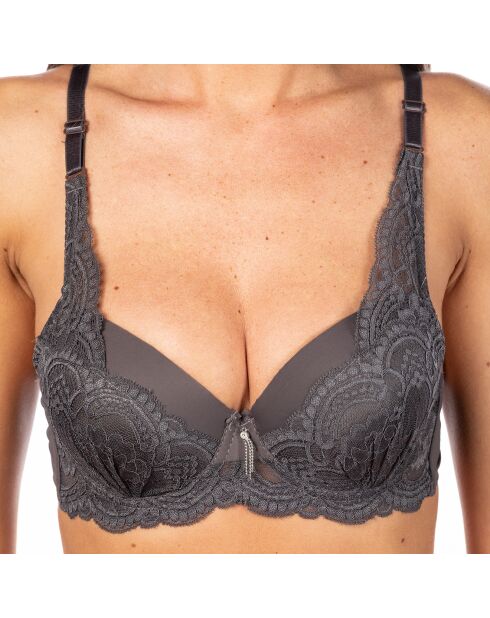 Soutien-gorge Push-up & String Gally gris