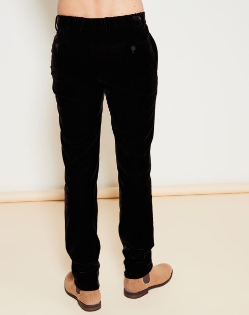 Pantalones de terciopelo liso marrón oscuro de corte recto