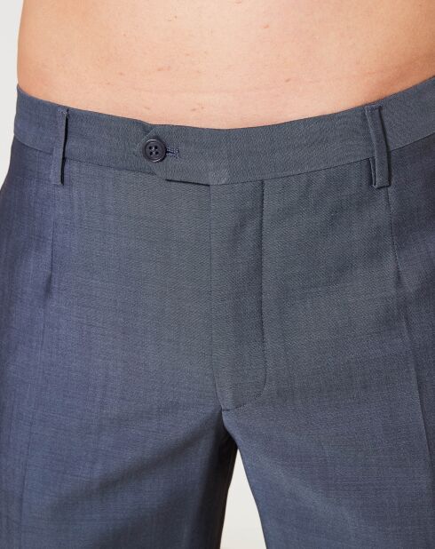 Broek van 100% scheerwol, effen blauw/grijs