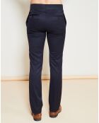 Pantalon en Laine & Soie mélangée carreaux ton sur ton marine