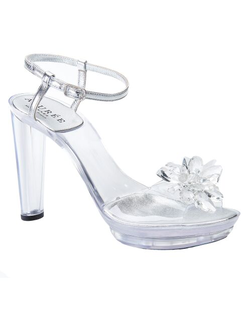 Sandales Najota transparent/argenté - Talon 10.5 cm