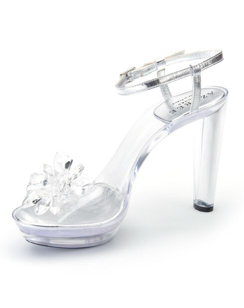 Sandales Najota transparent/argenté - Talon 10.5 cm