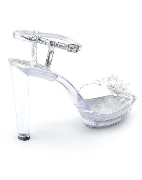 Sandales Najota transparent/argenté - Talon 10.5 cm