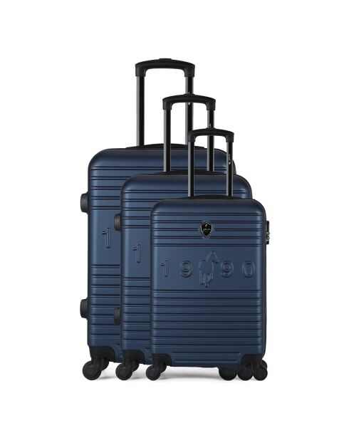 3 Valises 4 roues Fred 55/65/75 cm bleu marine