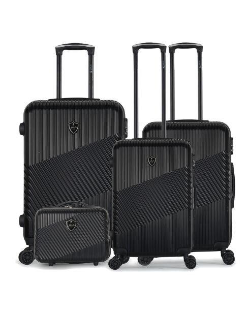 3 Valises 4 roues doubles + Vanity Peter 55/65/75 cm noirs