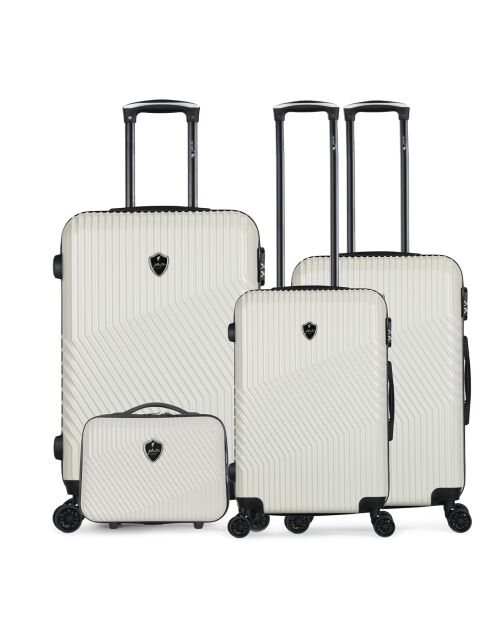 3 valigie doppie a 4 ruote + Vanity Peter 55/65/75 cm beige