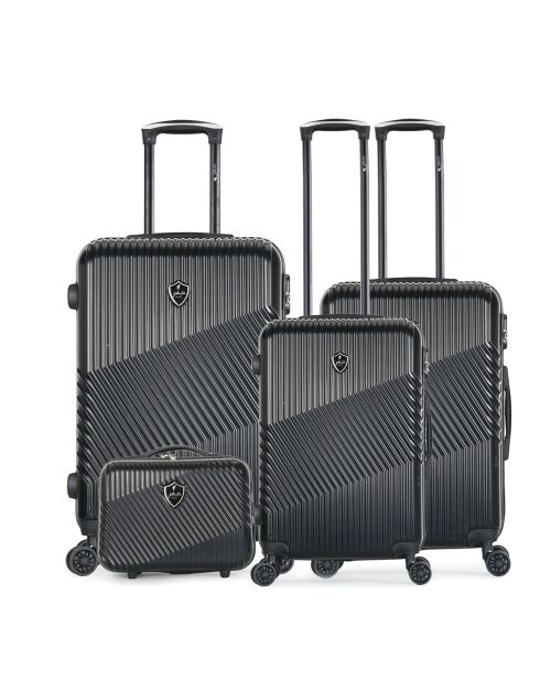 3 Valises + Vanity Case Peter 55/65/75 cm gris foncé